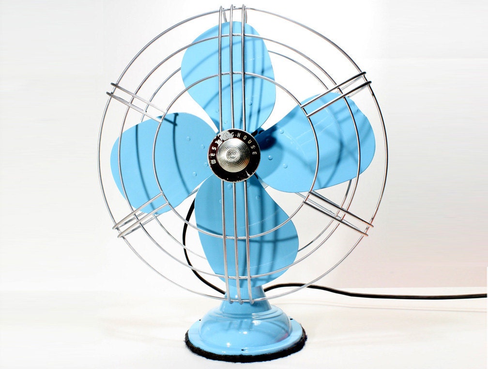Refurbished Vintage Westinghouse Blue Oscillating Electric Fan