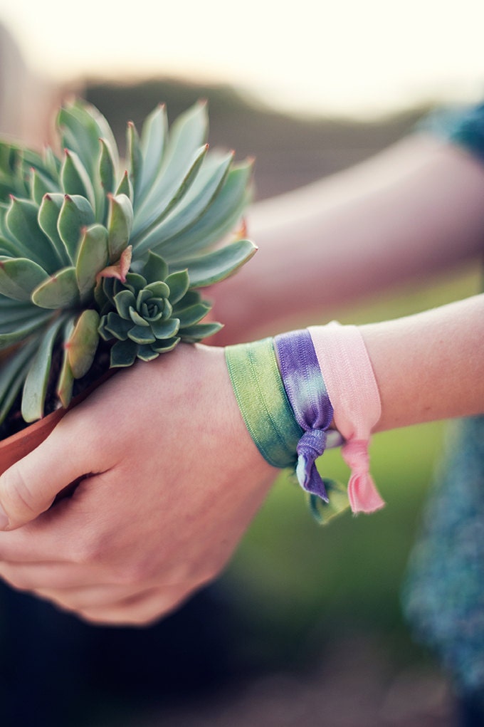 The Neon Tie Dye Hair Tie Package - 6 Neon Electric Bright Elastic Tie Dye Hair Ties that Double as Bracelets by Mane Message on Etsy