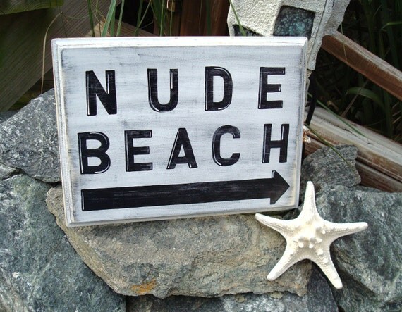 Beach Sign Nude Beach Nautical Decor Coastal Beach Cottage