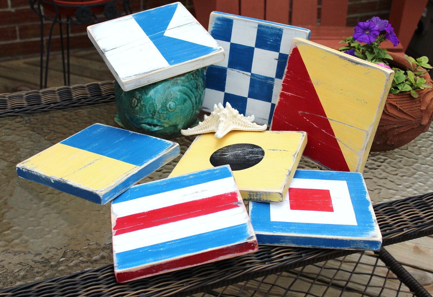 Nautical Custom 7x7 Flag Signal Code Signs Boating decor Spell your name