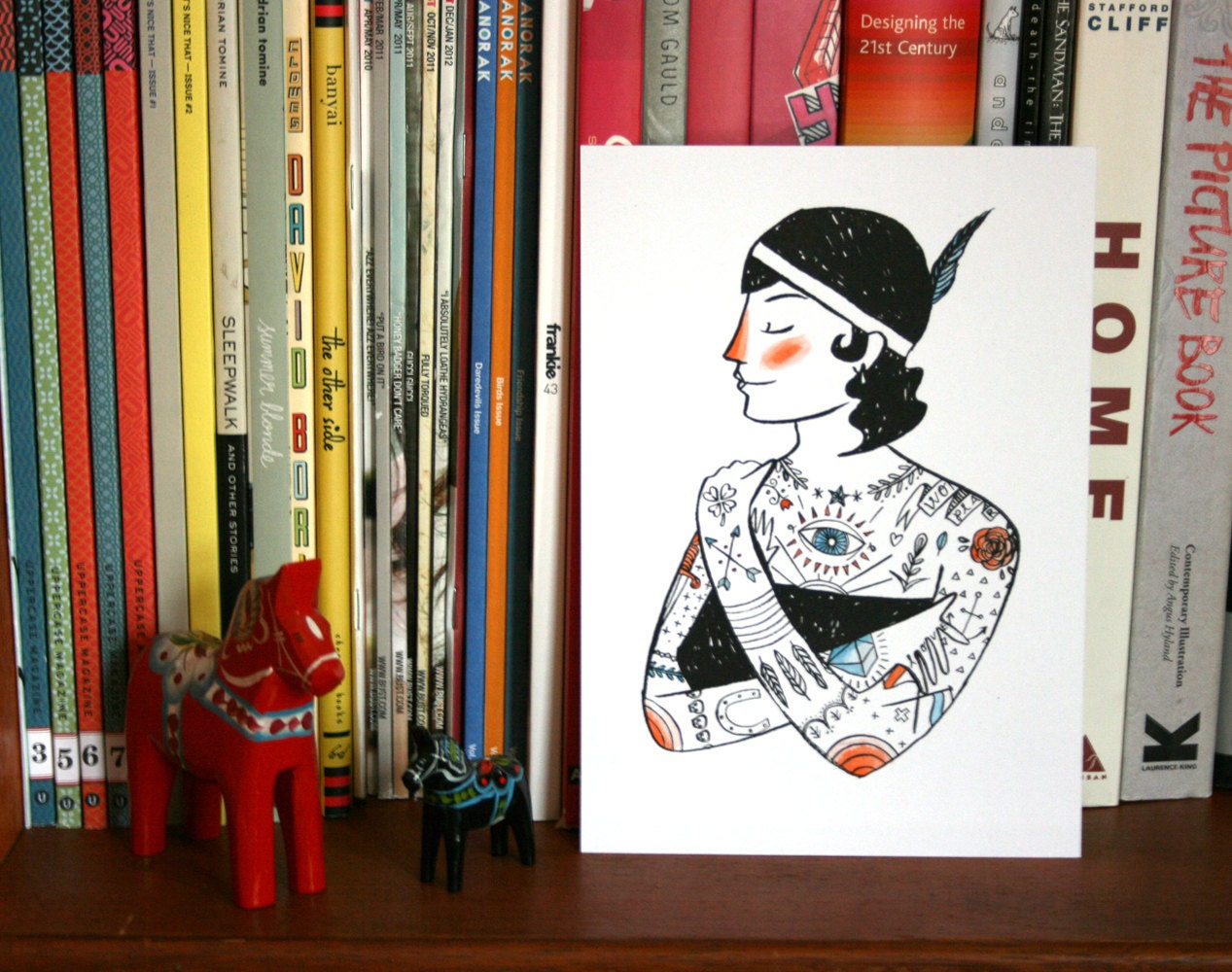 The Illustrated Lady - hand coloured screen-print