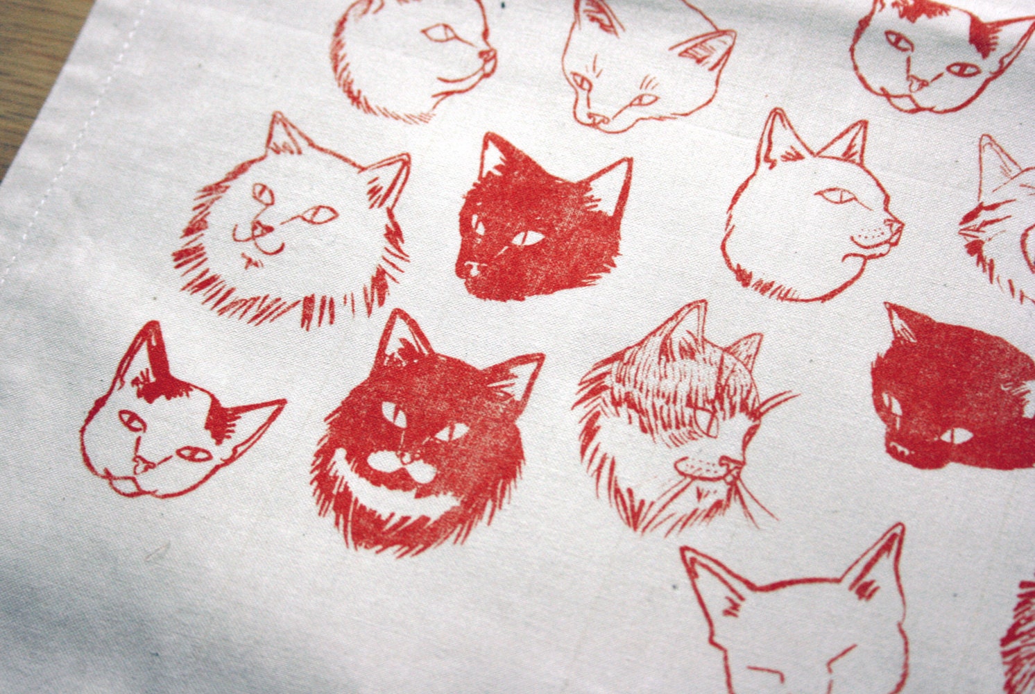 SALE: Cat Tote Bag - red