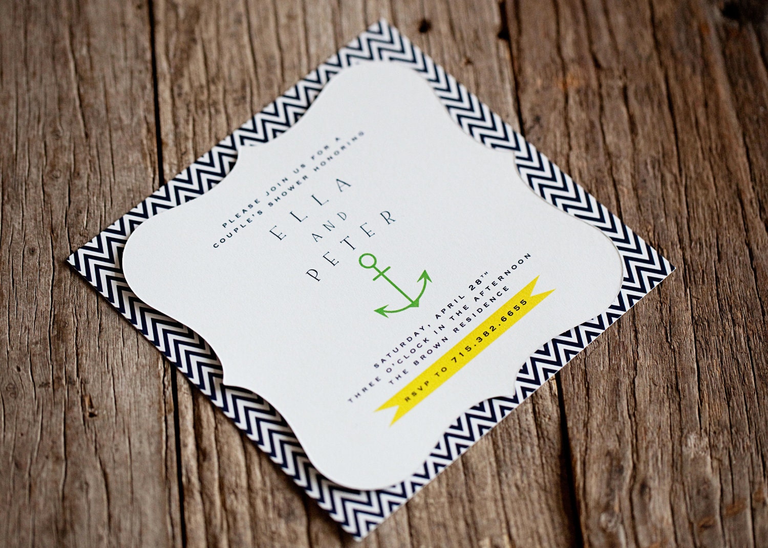 Nautical Die Cut Couple's Shower Invitation