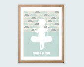 Printable Personalized Nursery Wall Art. Swing. Boy or Girl.