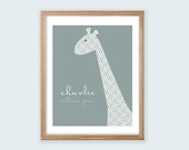 Printable Personalized Nursery Wall Art. Giraffe. Boy or Girl Styles