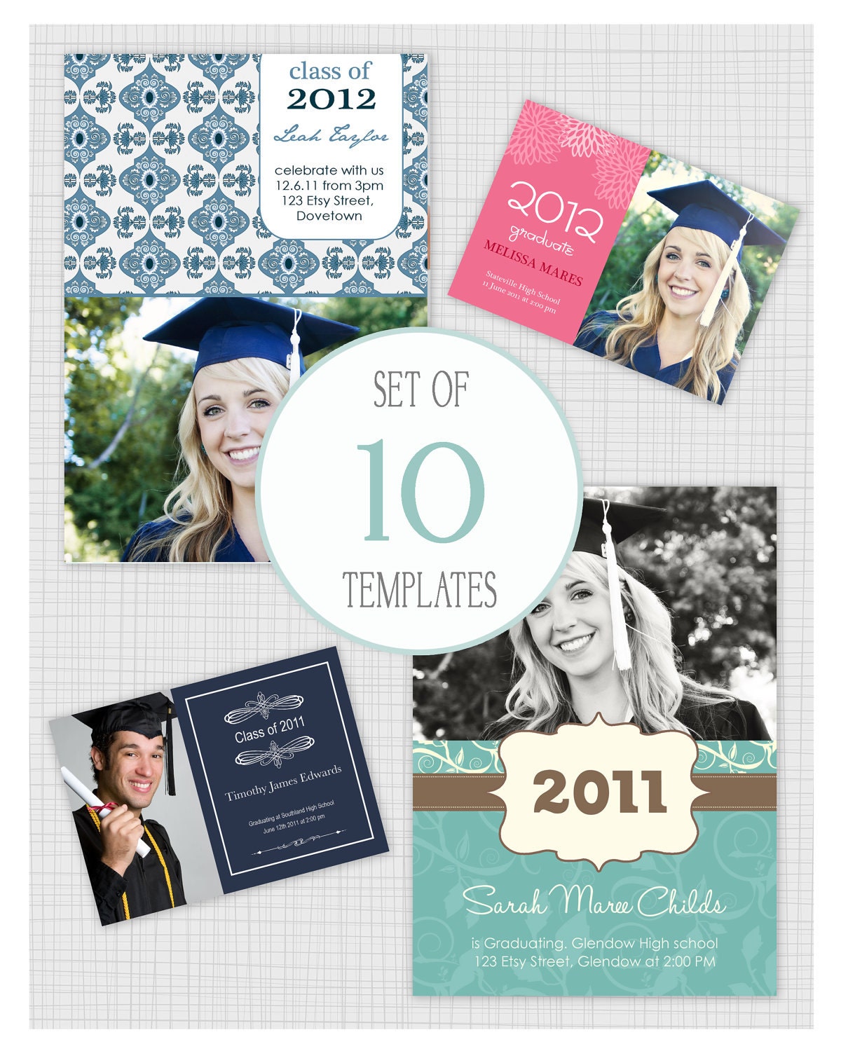10 PSD Graduations announcement and invitation templates. Mini Pack 6. Il_170x135