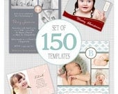 150 Photo Card Templates. Bulk Pack 4. Includes Birth Announcements, Christening and Birthday Invitations, Christmas Cards. Il_170x135