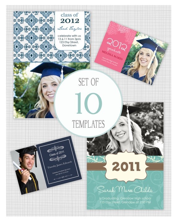 10 PSD Graduations announcement and invitation templates. Mini Pack 6. Il_570xn