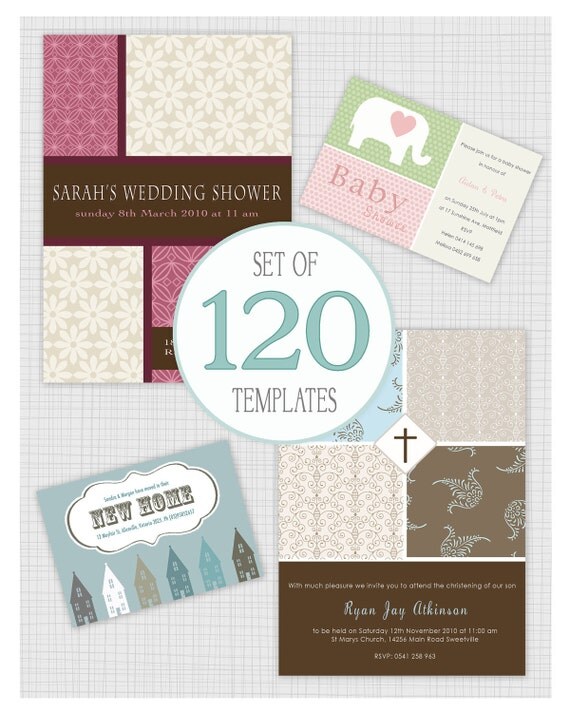 120 Non-photo templates. Includes wedding shower, baby shower, moving announcements and more. Il_570xn