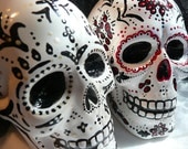 Day of the Dead Gothic Skull Cake Topper - Lrg RED & BLACK