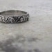 Floral Pattern Ring Silver Band Antiqued Bouquet
