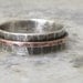 Mens Wedding Ring Hammered Silver Band Oxidized Copper Spinner Rustic Band