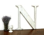 wooden letters nursery baby shabby chic wall art wedding decor White N