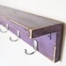 Wood shelf Shabby chic furniture coat hanger Purple Lilac silver hooks 36"