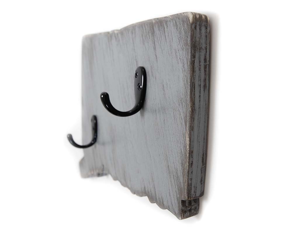Connecticut key hook wall decor home organizer wood Slate Gray OR you choose