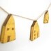 cottage style decor wooden yellow houses handpainted upcycled recycled garland