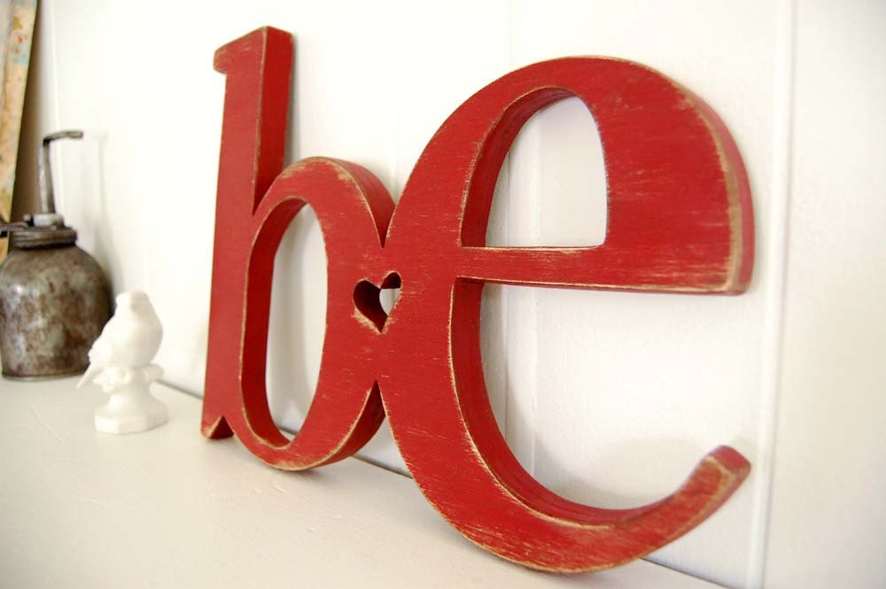 word sign wooden sign BE rustic red primitive sign country sign Red or YOU CHOOSE