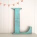 decoration wood letters french cottage wall decor letter L - Light Turquoise