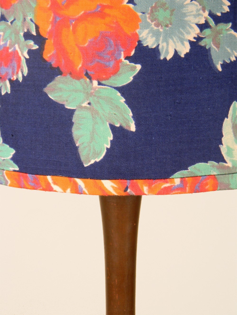 Russian Floral Lampshade - Orange Roses on Blue - 11 x 9