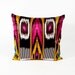 Vintage Ikat Pillow - 1980's Gold Ultramarine Teal Hotpink - 18 x 18