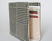 Mens wallet, Wallet, Billfold, Vintage Upcycled Fabrics, Black and Cream, Handmade by Knotted Nest on Etsy