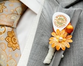 Beatles Guitar Pick Boutonniere Orange and Tangerine - Sgt Pepper Album Cover