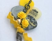 Yellow and Gray Guitar Pick Boutonniere