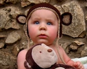 Crochet Monkey Hat - Cotton - Choose Your Size