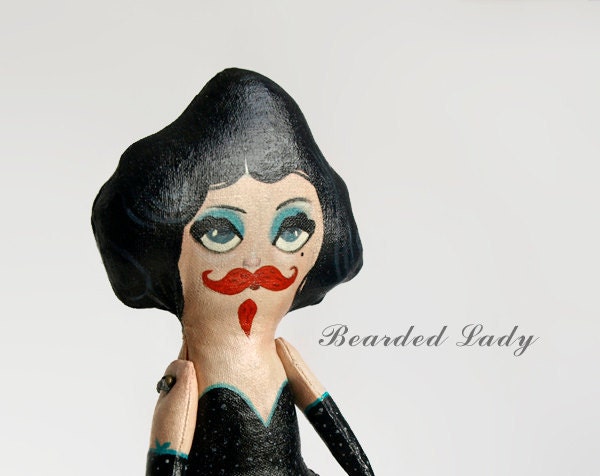 Bearded Lady. Victorian circus carnival ooak folk art doll by KarolinFelix