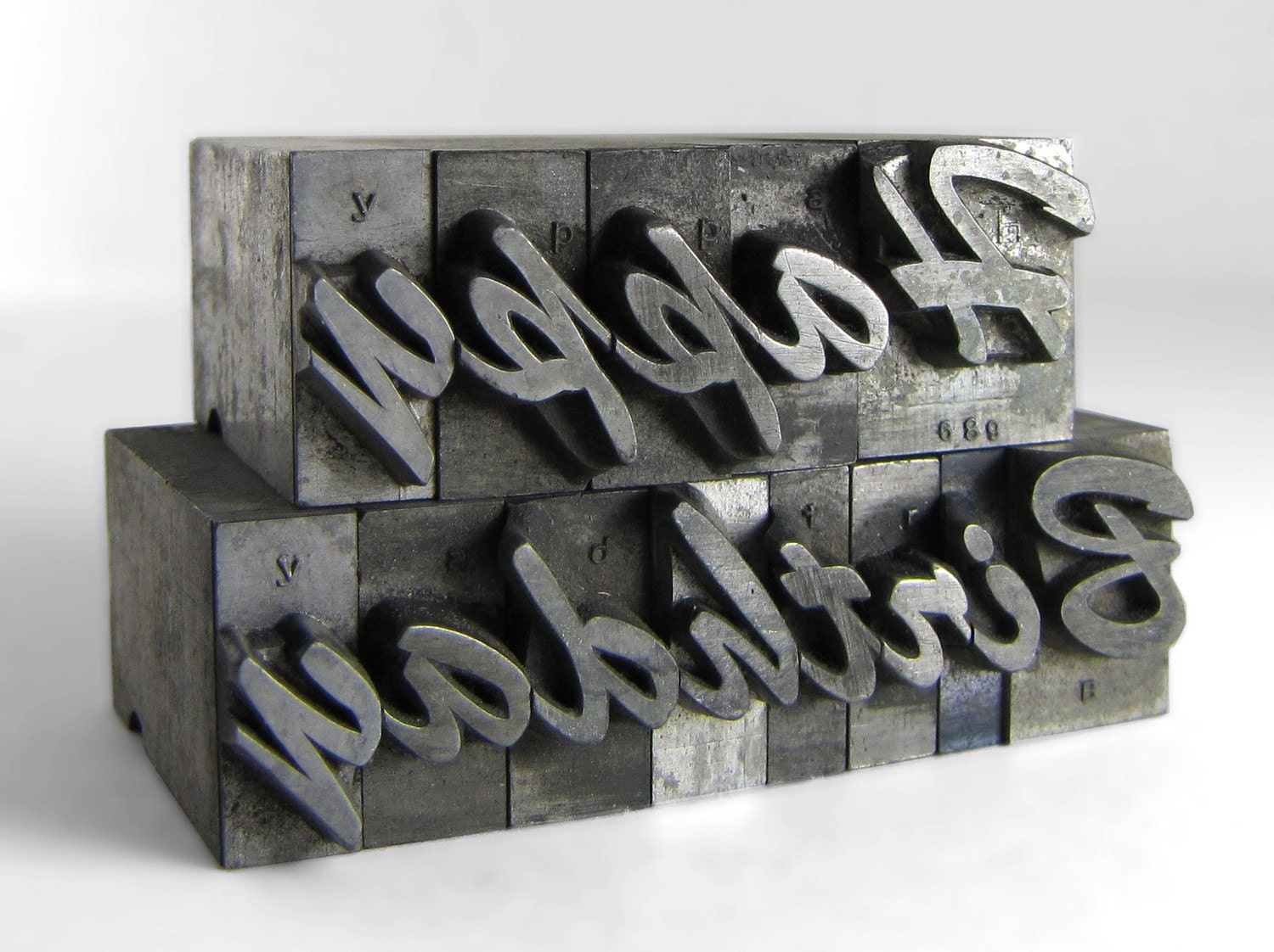 HAPPY BIRTHDAY 36pt Metal Letterpress by RuggyRevival on Etsy