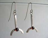 sterling silver dangle earrings with garnet