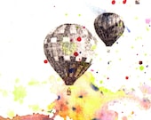 Hot Air BalloonsWatercolor Painting Print - 5 X 7 in print Great Children Kids Nursery Wall Art Decor and Of Course Every Adventurer