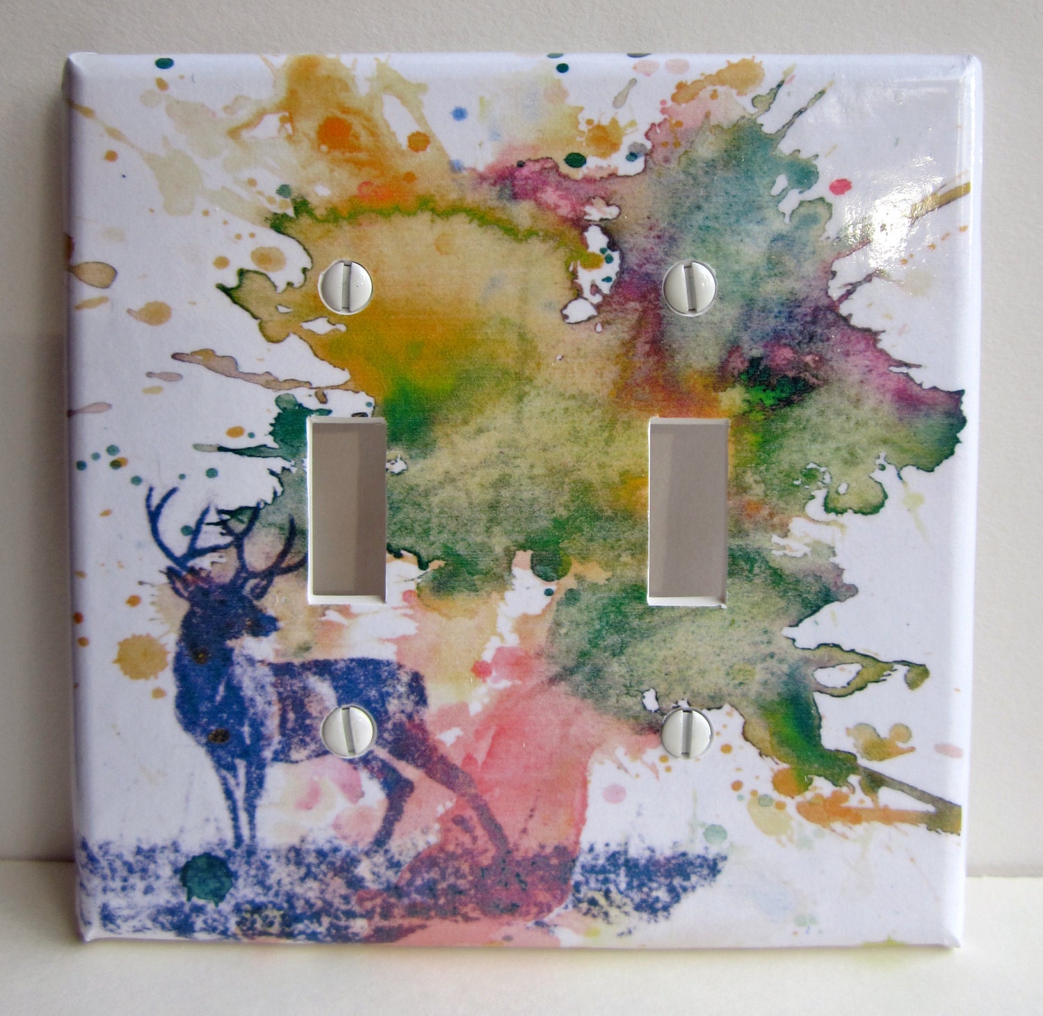 Buck Deer Decorative Double Light Switch Plate Cover Outlet Great Room Decor For Kids Children, Baby Nursery