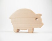 Natural Wood Toy / Teether Pig