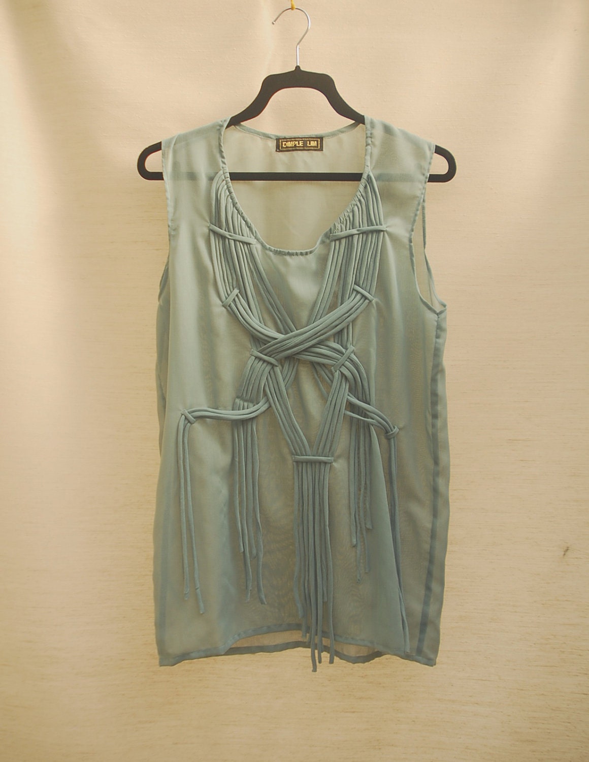 Steel Blue Loose Tunic with  Strap Details