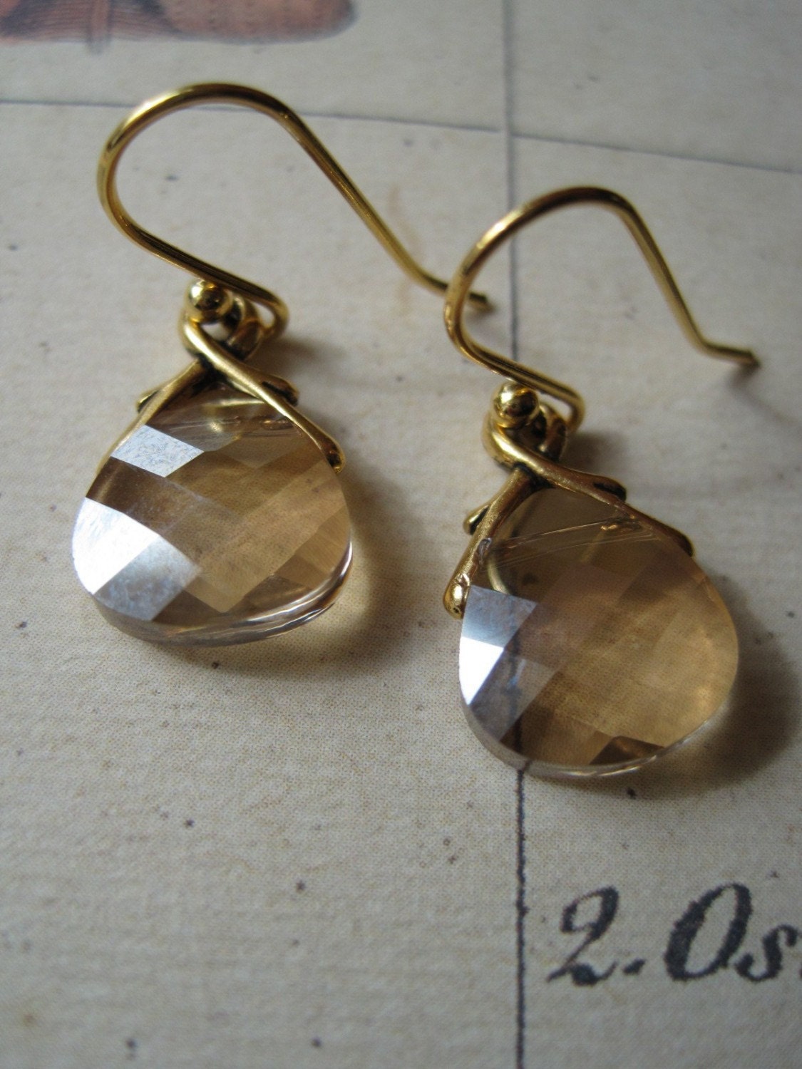 Champagne Petite Sparklers (handmade champagne crystal and gold vine earrings)