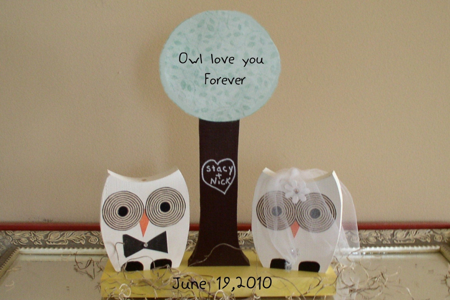 Bride and Groom Owl Centerpiece