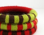 Closing Down Sale - Now only 15 Bucks - Set of 3 Wool Wrapped Stacking Bangles (2009)   FREE SHIPPING