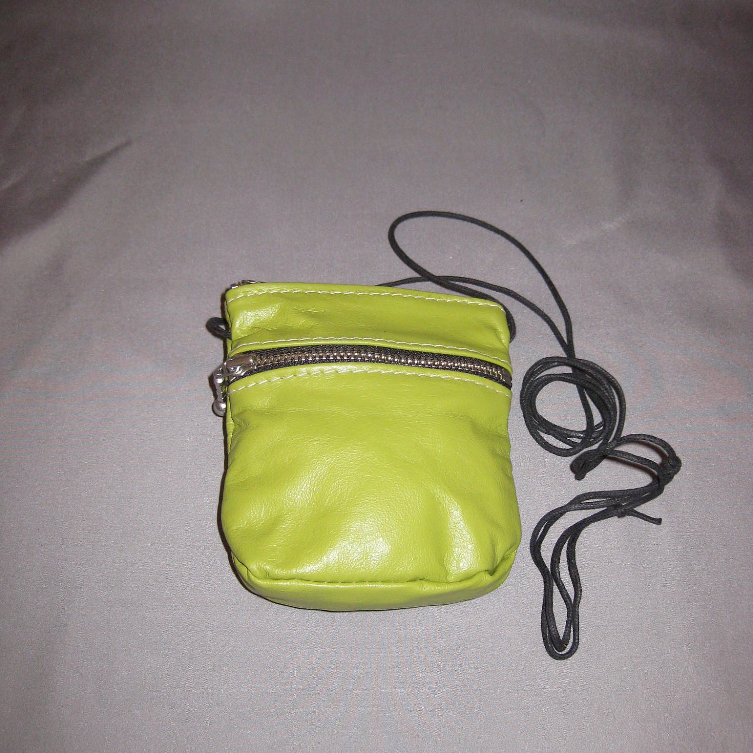 Small Lime Leather I Phone 4,4s & 5 Case, Shoulder Cross Body Purse Pouch  - THE SUSETTE