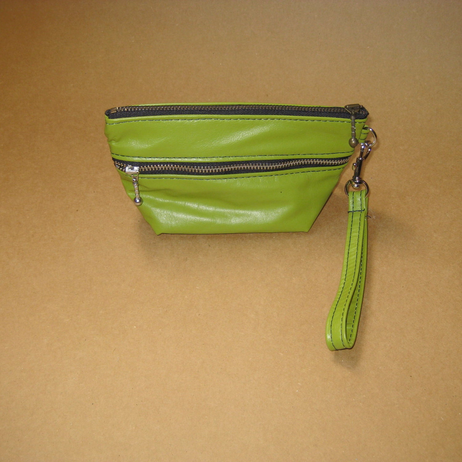 Lime Leather Clutch, Change, Makeup, Wallet, Coin Purse-THE WRISTLET