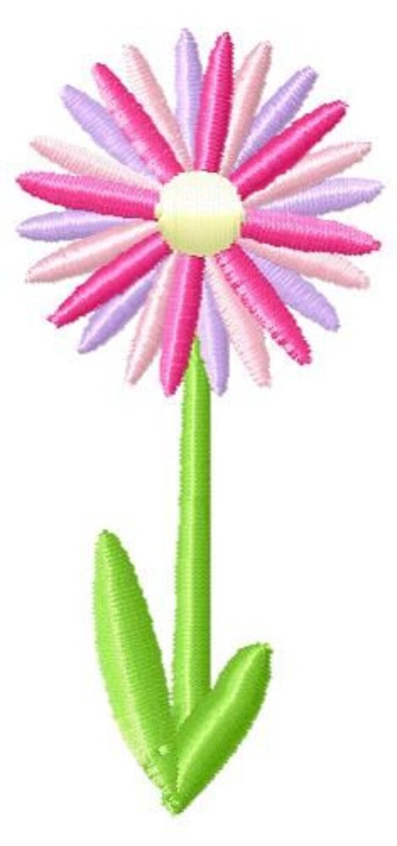 Pink Daisy Machine Embroidery Design Mini by SimplySweetEmbroider