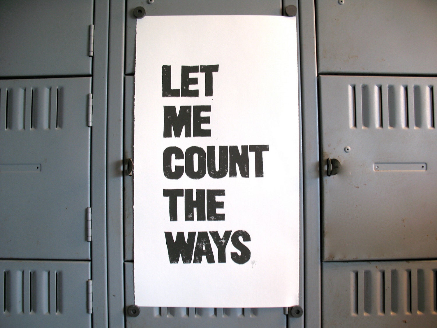 POSTER - Let me count the ways BLOCK PRINT (black) letterpress 10x18