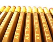 PENCILS (6) gold - as you wish - GRAPHITE hex valentine pencils w/ hand-stamped kraft pencil box