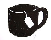 PRINT - Cuppa hot tea LINOCUT 8x10