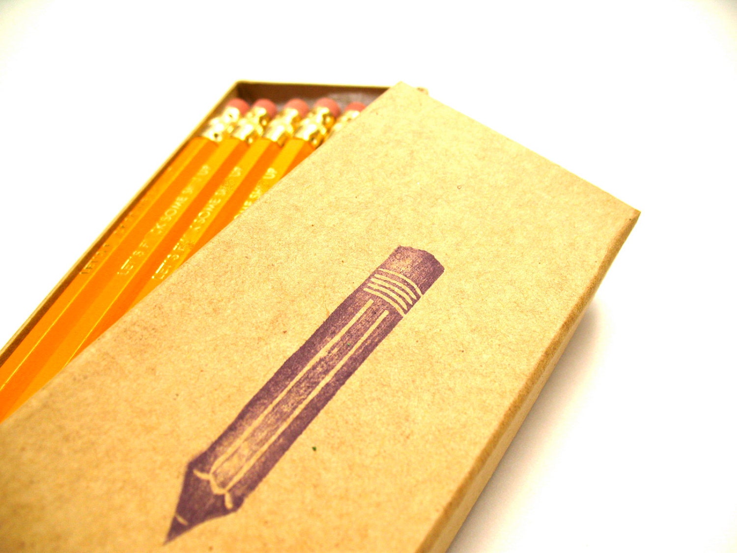 PENCILS (6) let's f.ck some sh.t up - yellow - graphite hex pencils w/ kraft pencil box