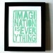 LINOCUT PRINT - Imagination LETTERPRESS sea foam green typography poster 8x10