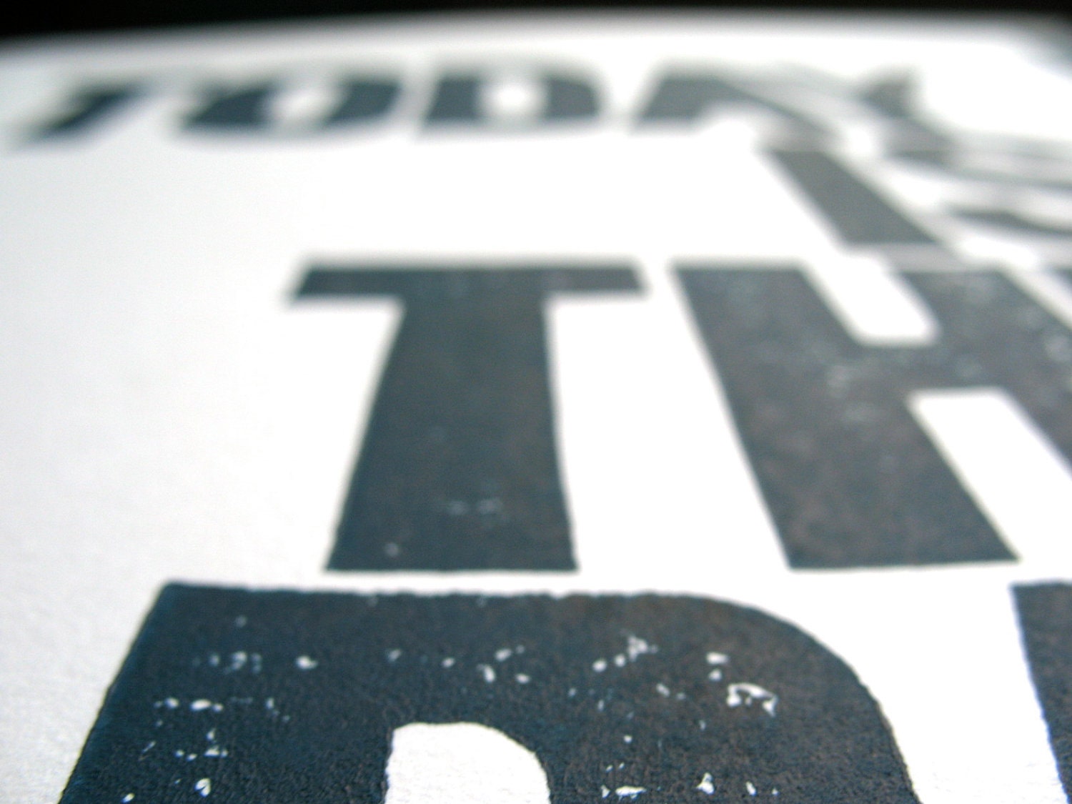 PRINT - Today is the day NAVY BLUE linoleum block print 8x10 letterpress