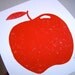 LINOCUT PRINT - red apple 8x10 print