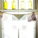 Window Valance, vintage napkins and embroidered linens, Wisconsin Violets