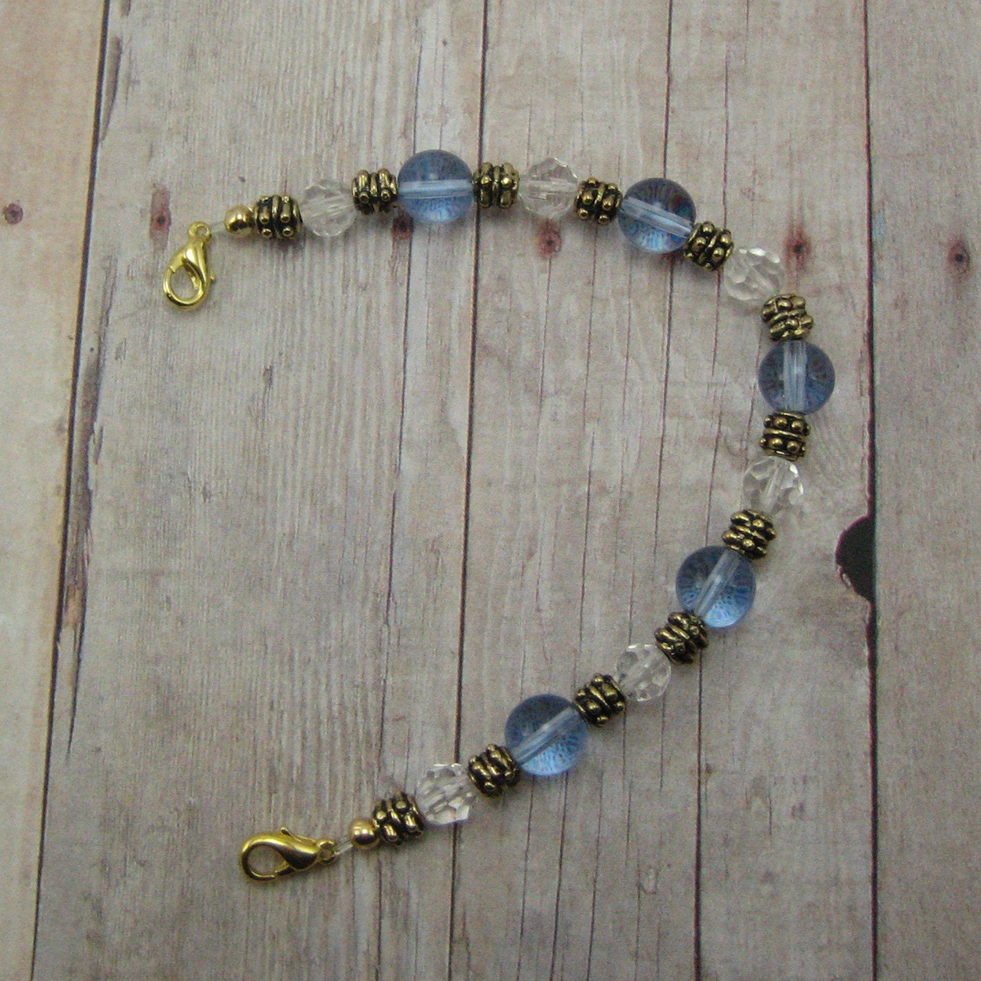 Medical ID Bracelet or Watch Band - Gold with Blue - Interchangeable Band